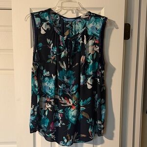 Simply Vera Vera Wang Floral Sleeveless Blouse - Navy blue and Teal